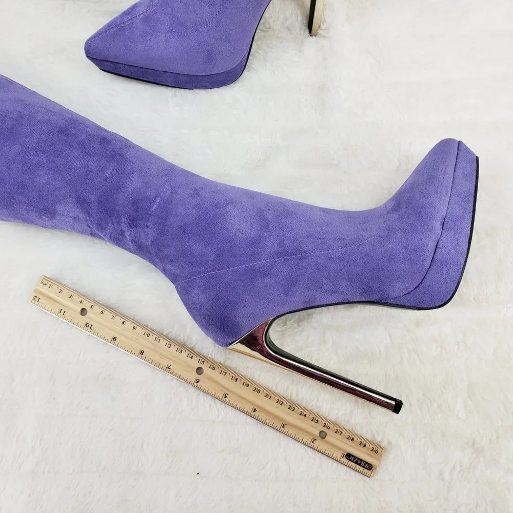 So Me Violet Suede Over-the-Knee Stiletto Boots Brand new. No box